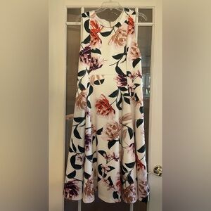 Calvin Klein Sleeveless White Floral Maxi Dress